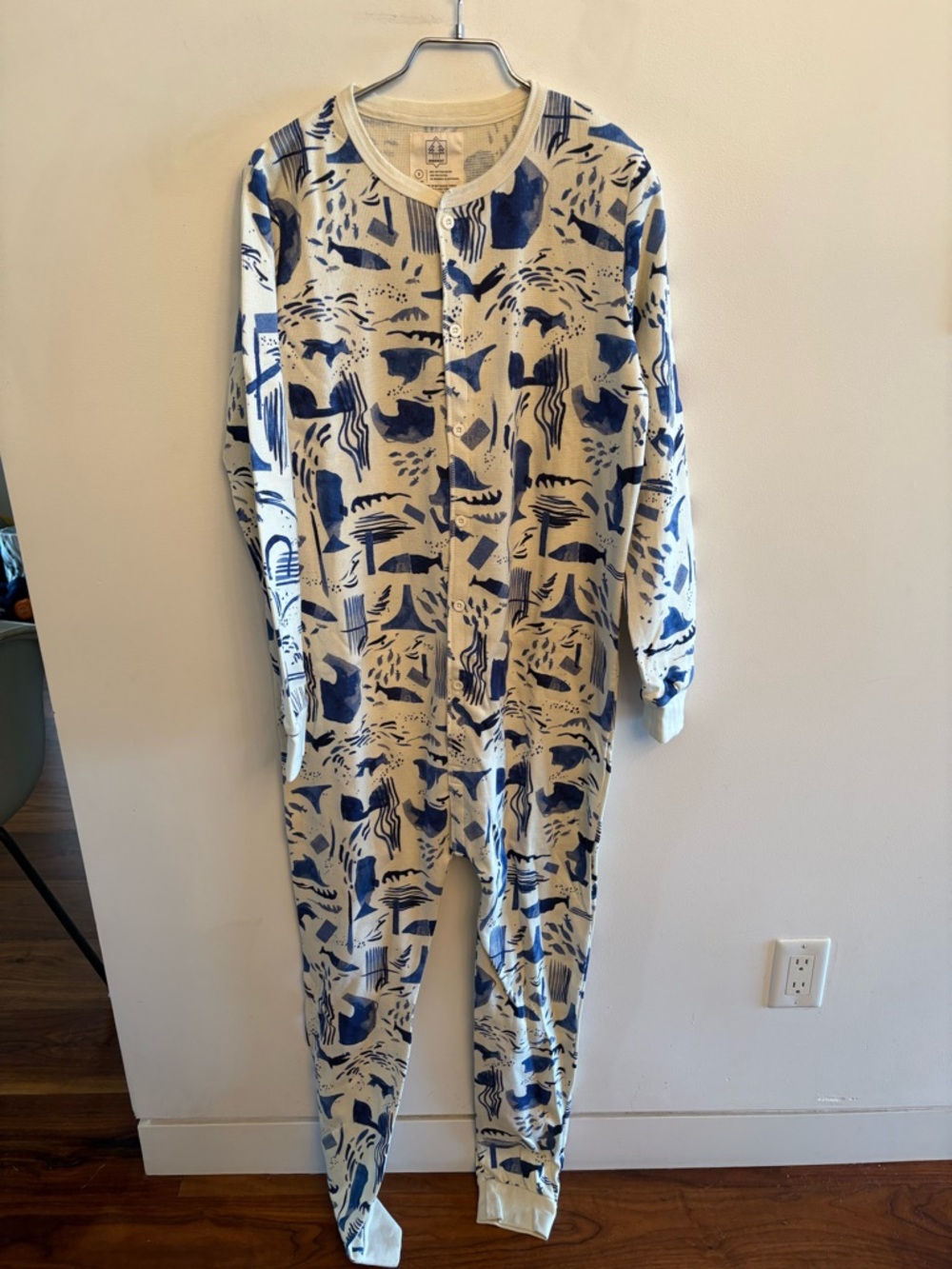 Unisex Modern Print Hipster Fisherman Farm patterned Onesie Pyjamas size S